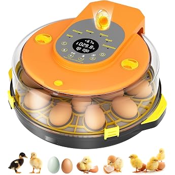 Fully Automatic 15 Eggs Incubator Chicken with Automatic Egg Rotation Temperature and Humidity Control for Ducks Geese Quails and Various Poultry Eggs