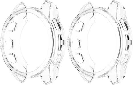 2 pack case compatible for garmin fenix 7s caseshock proof and shatter resistant protective tpu frame full cover clear
