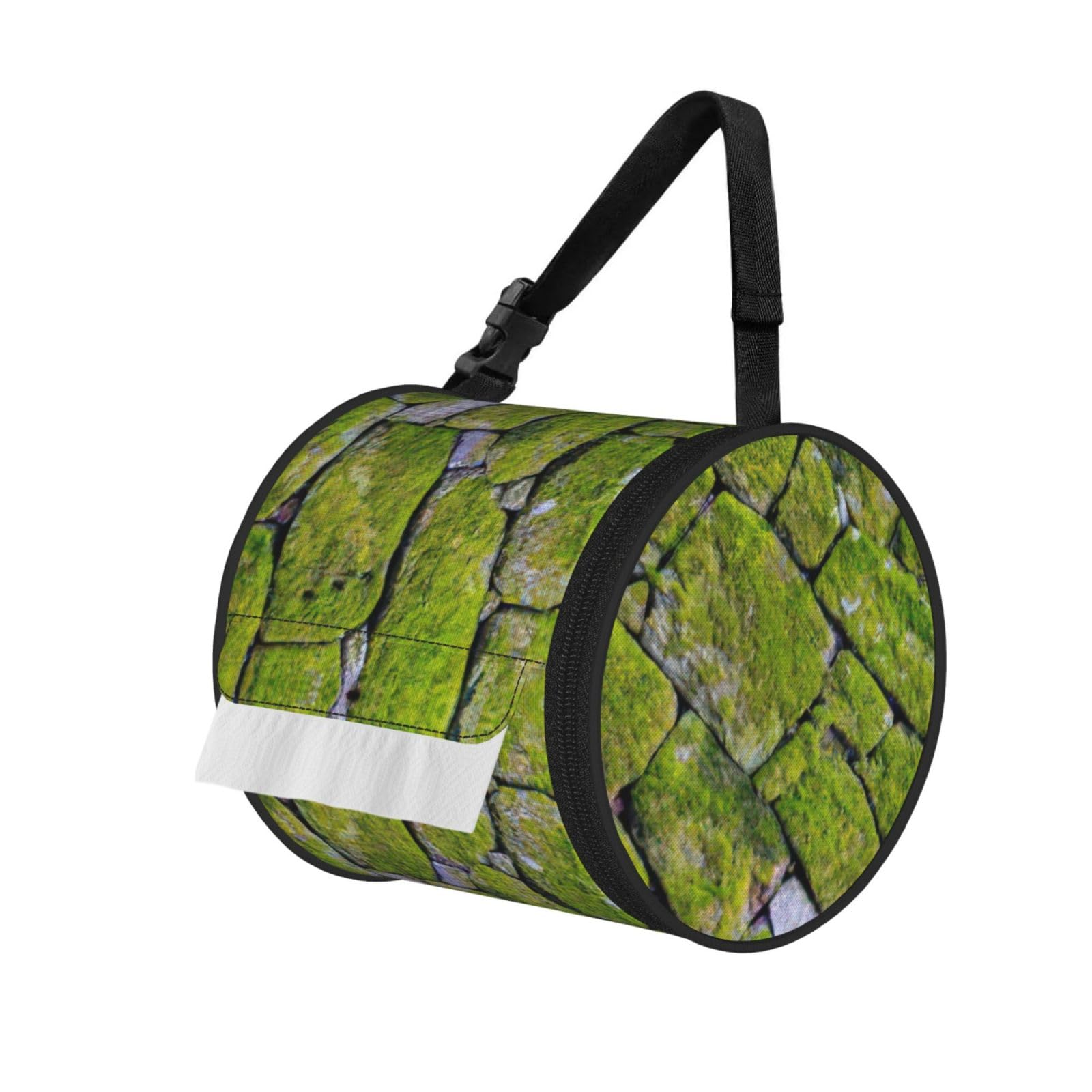 Moss Stone Pavement Print Fashion Tissues Organizer Box, Hanging Tissue Holder For Purse Coins For Car Office Daily Outing