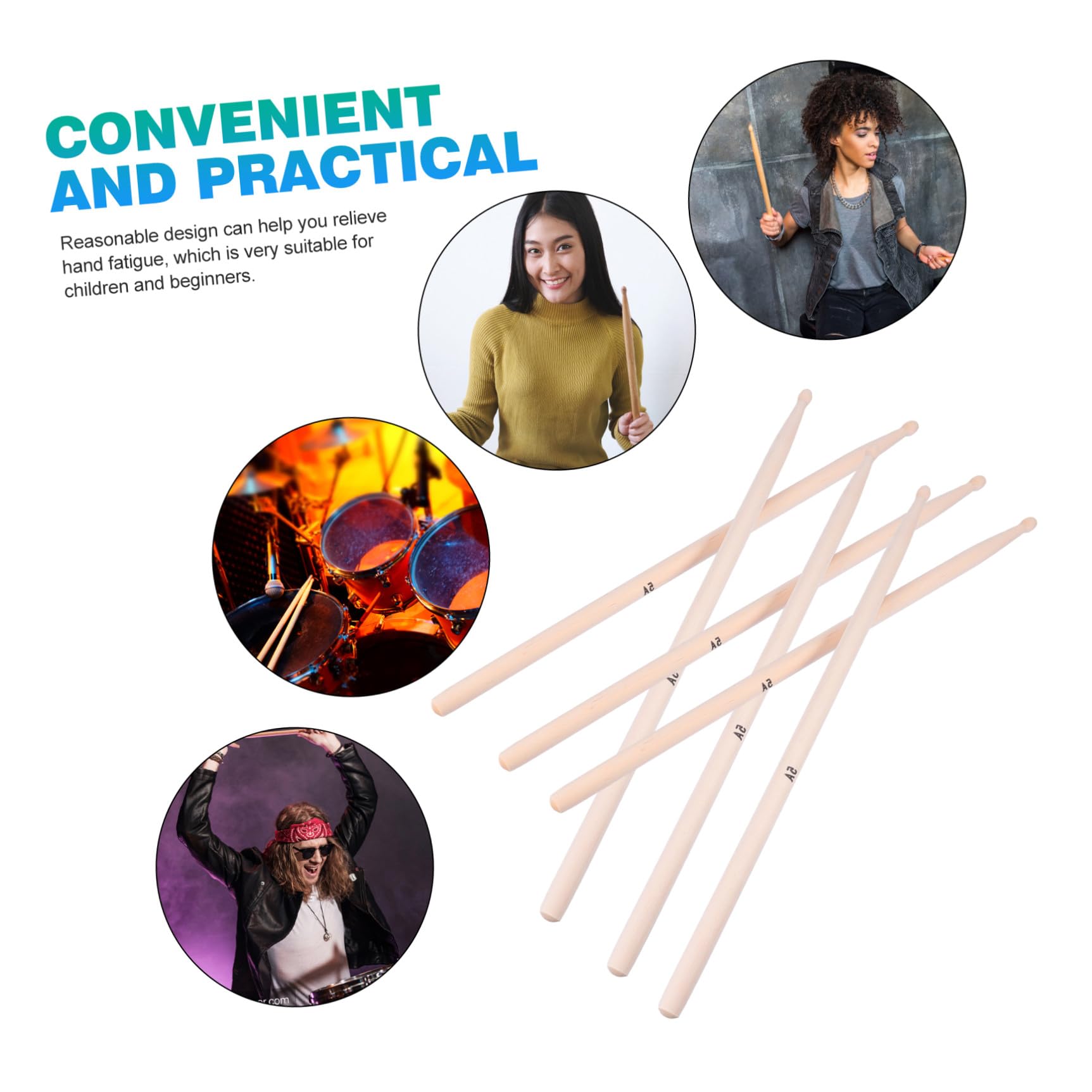 ifundom 20stücke Holz-drumsticks aus Ahorn Musikzubehör Schlagzeugsticks für Anfänger und Profis Hand Liegend mit Rutschfestem Design
