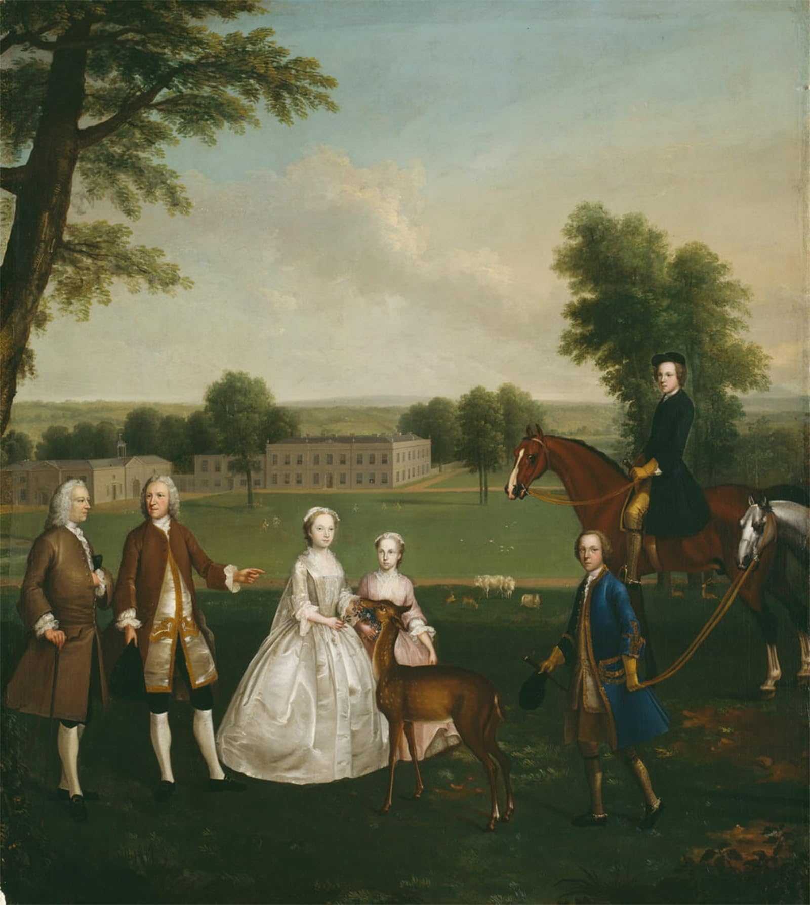 ARTXLXXBN Famous Painting Canvas Artwork Graffiti Print and Family At Gisburne Park by Arthur Devis Portrait Canvas Image for Home Decor 60x90cm