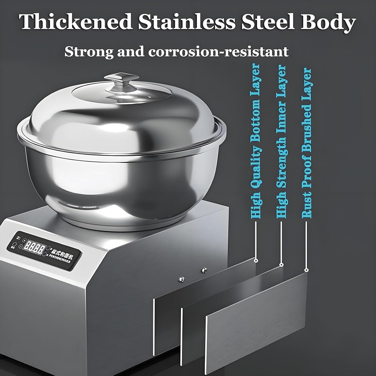 Impastatrice Commerciale, Macchina Impastatrice a Doppia Rotazione con Ciotola in Acciaio Inox, Impastatrice Elettrica a Spirale per Ristorante, Panificio, Pizzeria (8kg)
