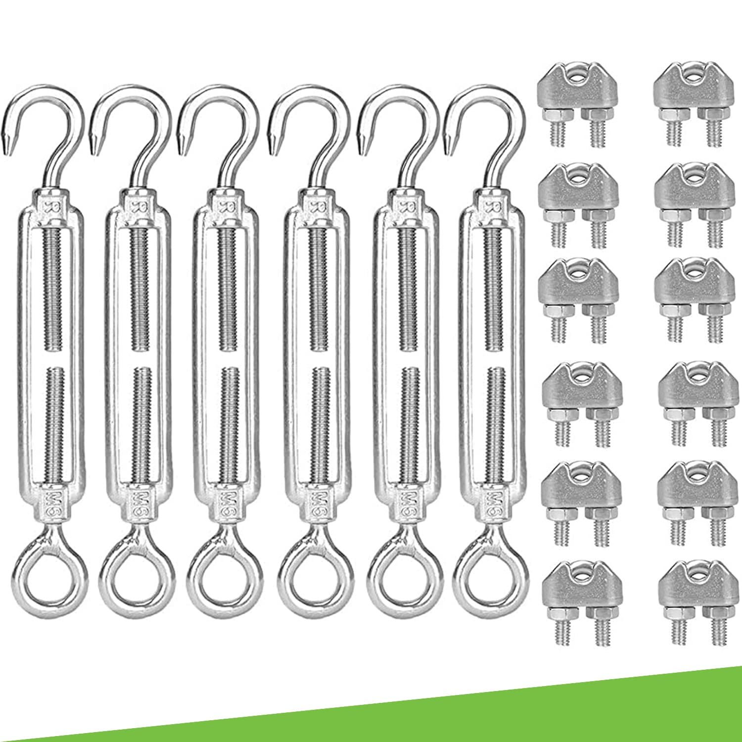 Cavo 2 Mm Con Accessori Morsetti 50m Filo Acciaio Inox 2mm, 67 Pcs Kit Filo Stendibiancheria Per Esterno 7x7 PVC Coated Con 4 Tenditori, 20 Manicotti Alluminio, 4 Ganci Quadri, Tirante Cavo