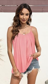 JOELLYUS Plus Size Tank Tops for Women Summer Casual Loose Pleated
