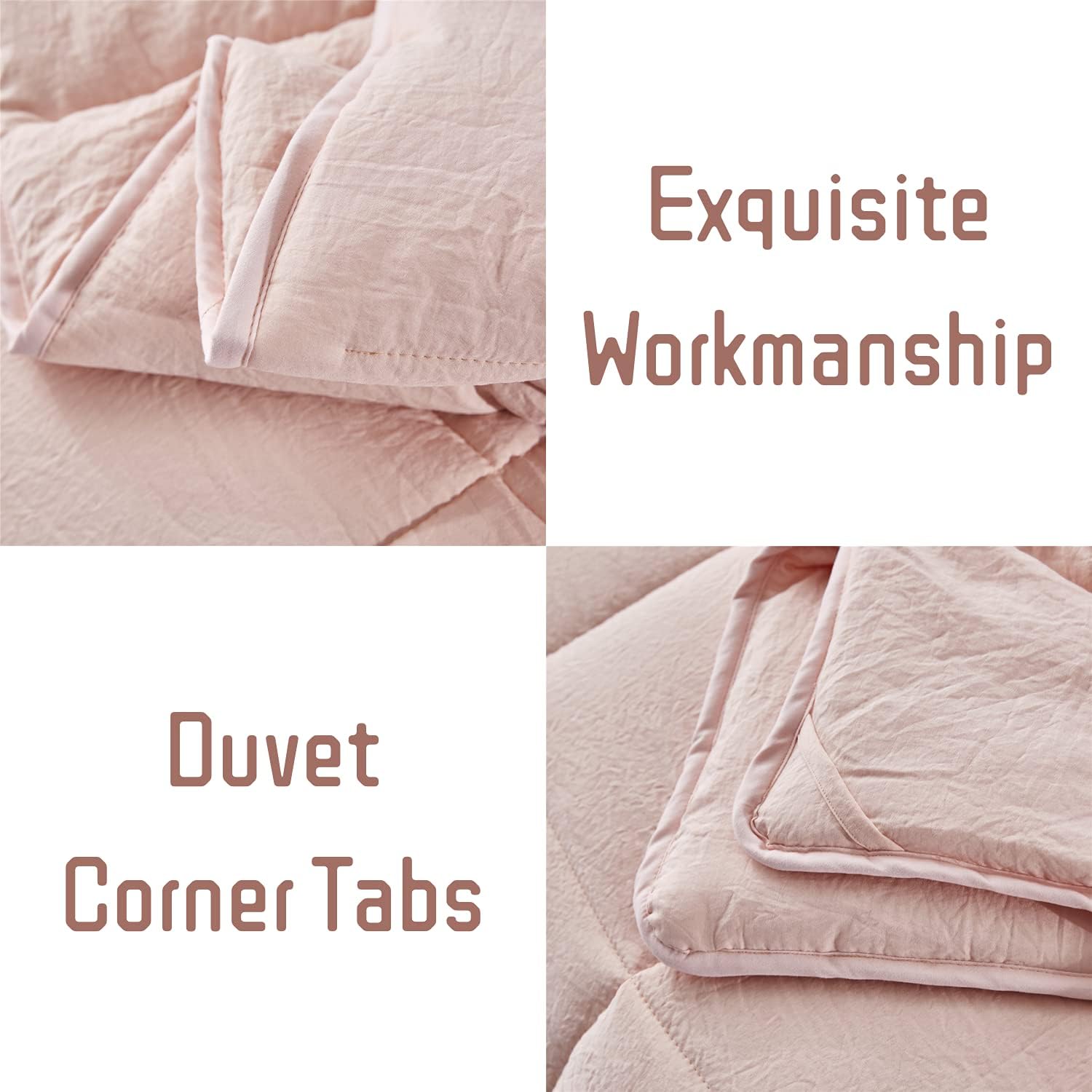HUAJIE 3 Pieces All Season Prewashed Down Alternative Quilted Comforter Set with Corner Tabs -Duvet Insert -Box Stitched-Super Soft Fiberfill Chic Farmhouse Style Bedding