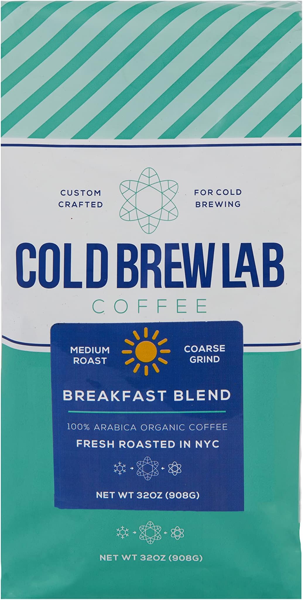 Cold Brew Organic Breakfast Blend Coffee, Coarse Ground, Medium Roast, 2 LB, for Cold Brewing & French Press