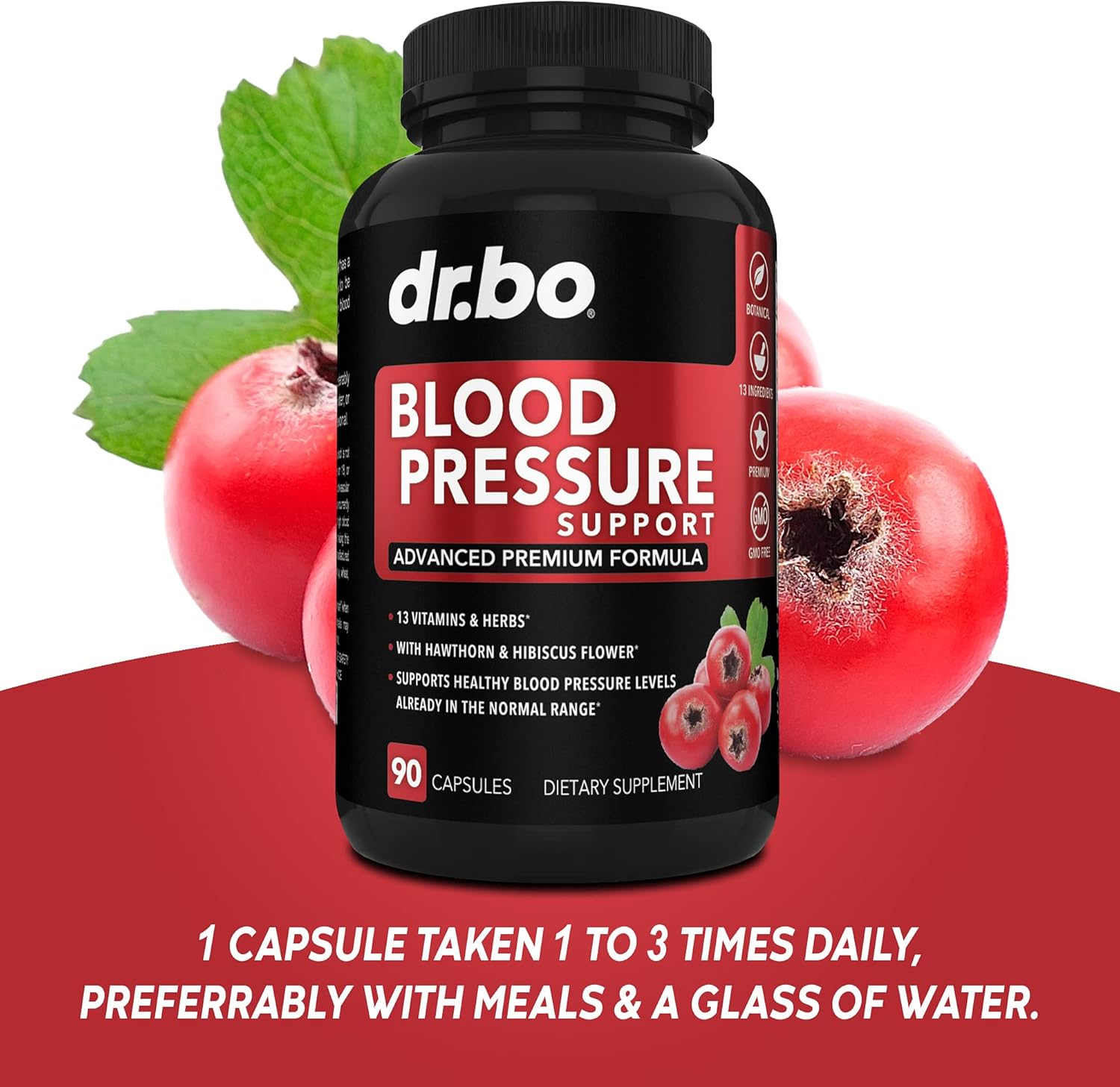 Blood Pressure Support Supplement Pills - Herbal Heart Health Supplements with Natural Hawthorn, Garlic & Hibiscus Extract Formula for Hypertension - High Circulation Health Vitamins & Herbs Capsules : Health & Household
