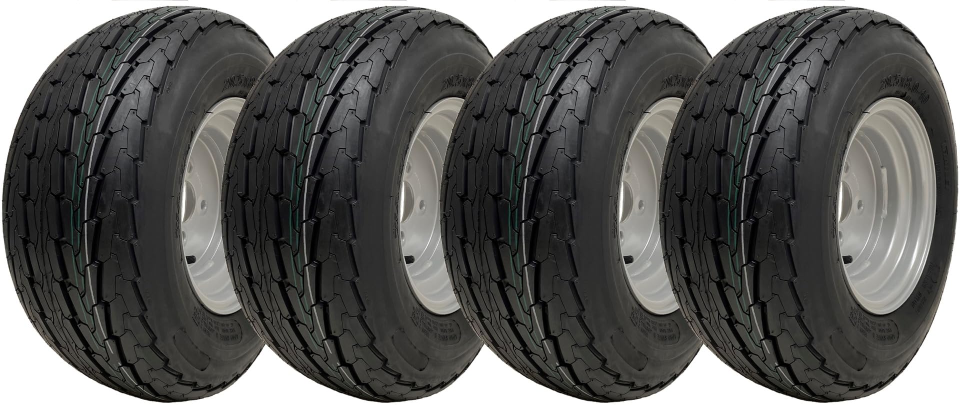 Lot de 4 pneus de remorque 20,5 x 8,0-10 - 8 plis - 100 mm PCD - 605 kg