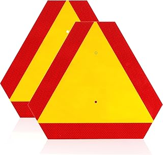 Nicunom 2 Pack Slow Moving Vehicle Sign, Aluminum Slow Moving Triangle Sign 14"x16" 60-mil SMV Sign Vehicle Safety Signs for Golf Cart, Tractor, UTV, Engineering Grade Reflective Up to 7 Years