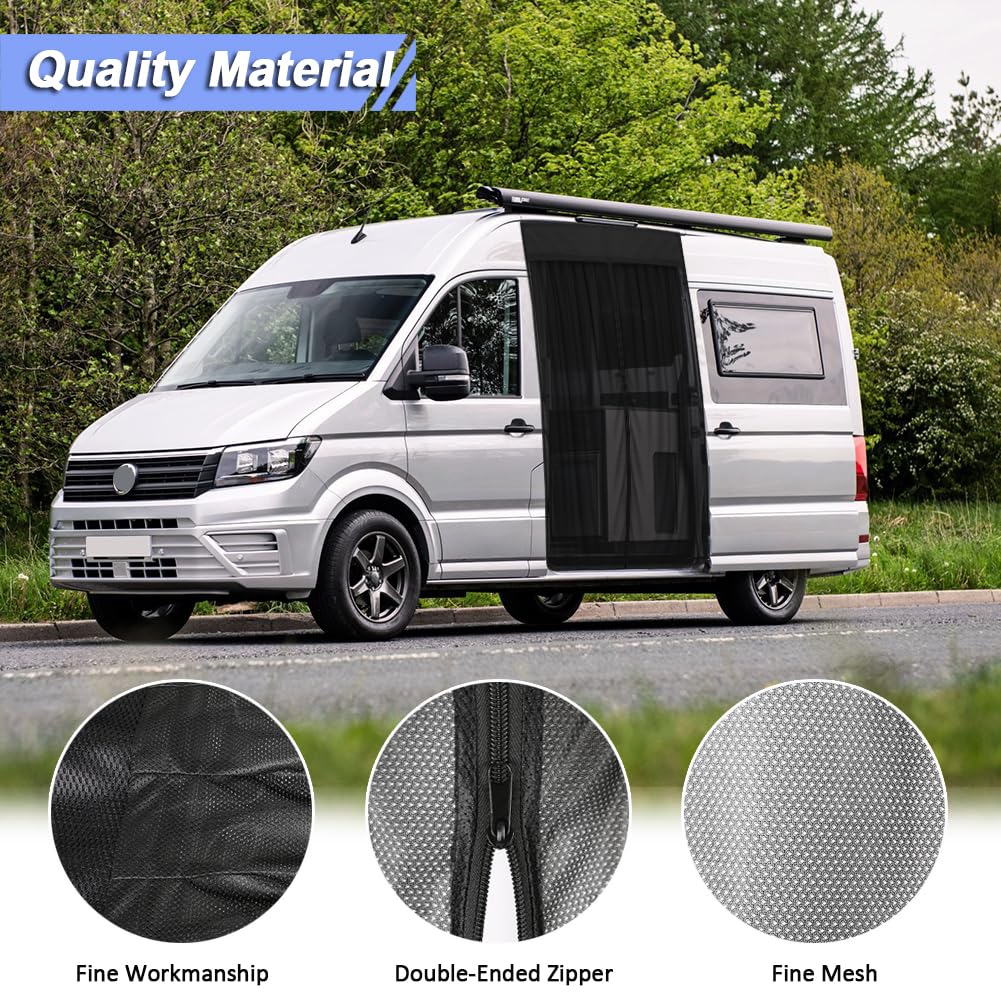 Mosquitera Compatible con VW Crafter II 2017- para Puerta Corrediza | Mosquitera Magnética Protección contra Insectos y Solar, Red de Sombra para Puerta Lateral Camping
