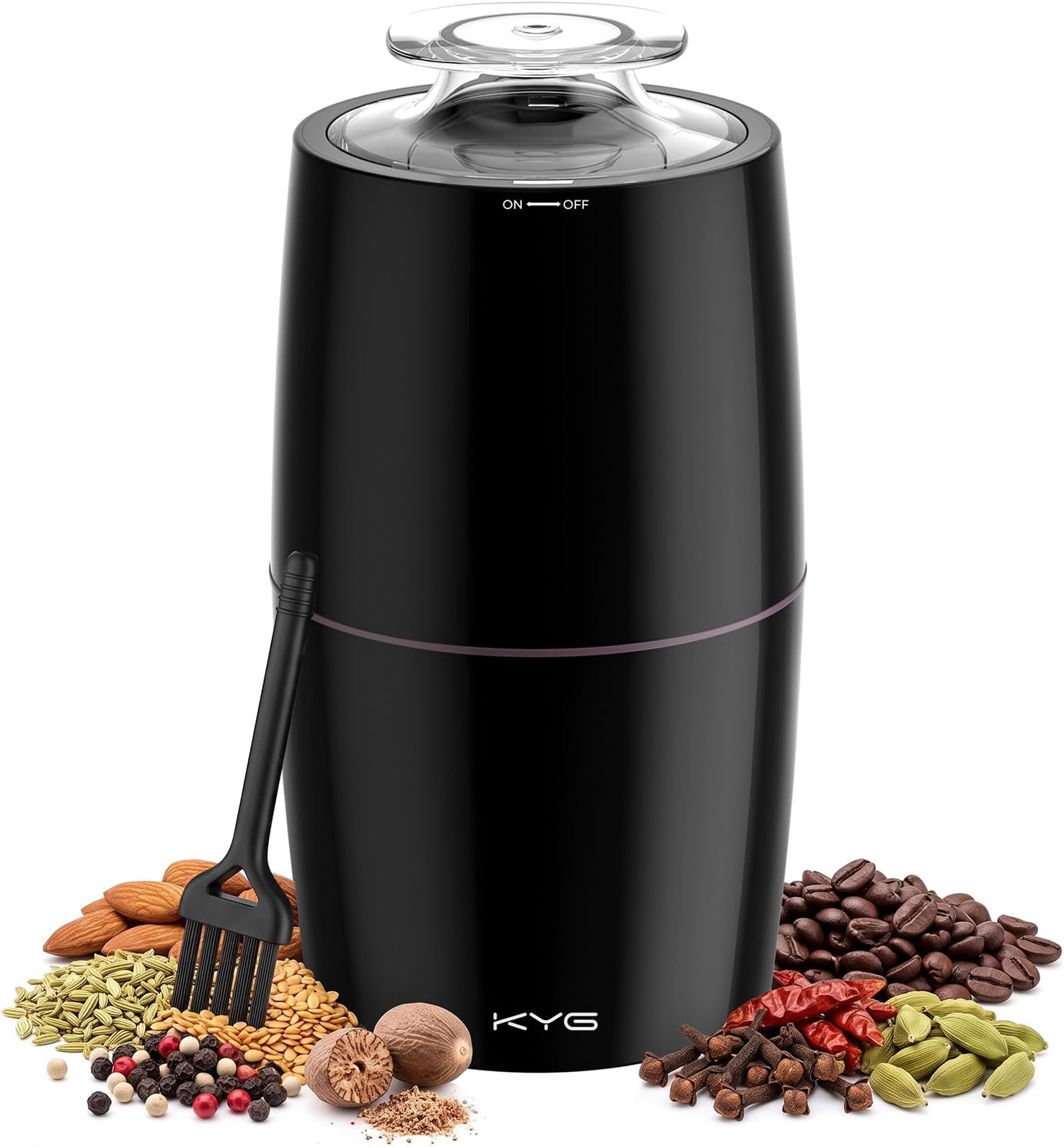 KYG Electric Coffee Grinder 300 W Motor 70 g Capacity Grinders Safety Lock with 304 Stainless Steel Blades Grinder Low Noise 45 dB for Nuts, Spices, etc