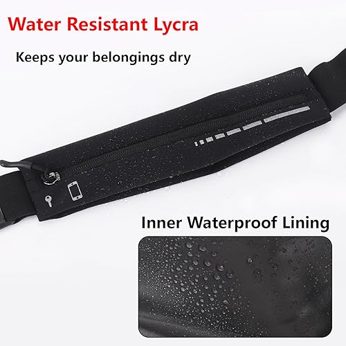 Miniatura 5 de Cinturón delgado para correr para hombres y mujeres, riñonera para correr para mujer, bolsa de cintura para entrenamiento y trotar, Negro -