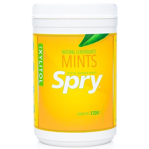 Spry Xylitol Lemon Burst Mints Sugar Free Candy - Promote Oral Health, Increase Saliva Production, Stop Bad Breath, Non-GMO, Gluten-Free, 1200 Count (Pack of 1)