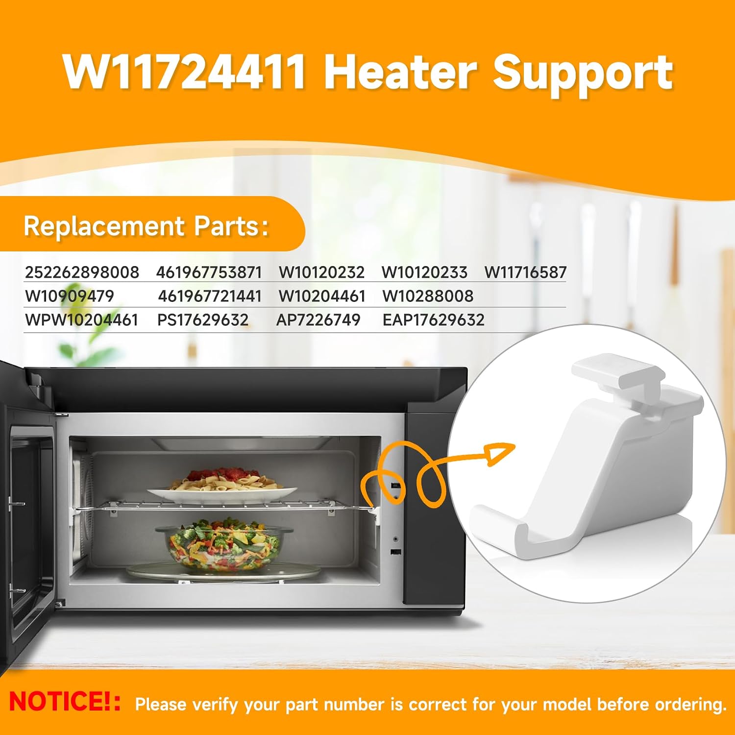 W11724411 Oven Microwave Grill Support Compatible with KitchenAid Whirlpool
