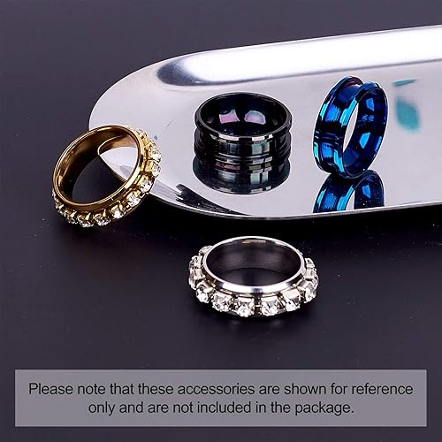 Miniatura 6 de 4 anillos de acero inoxidable con núcleo en blanco de 0.295 in de alto pulido, anillo de dedo ranurado para hombre, fabricación de joyas, 4 colores,