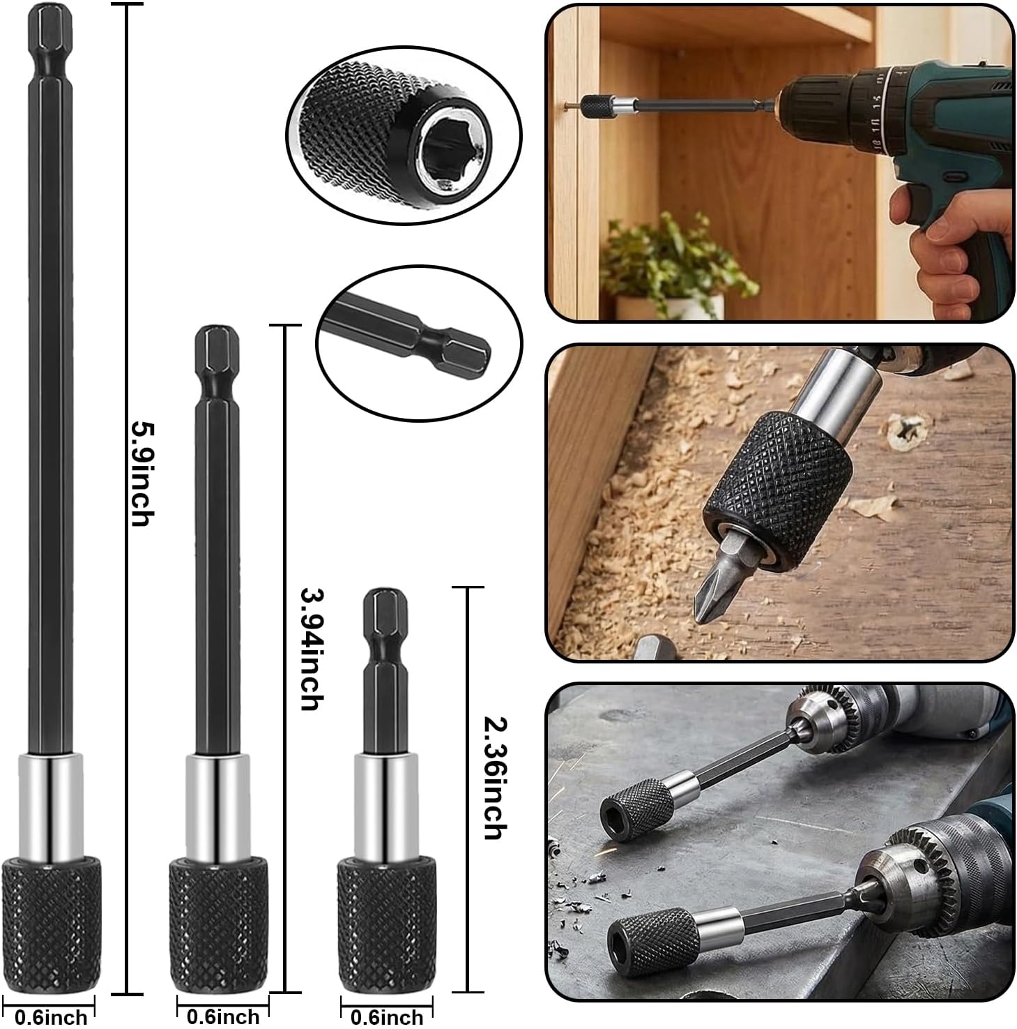 26 PCS Flexible Drill Bit Extension Set with 2 PCS 105° Right Angle Drill Attachment, Bendable 1/2 3/8 1/4" Universal Socket Adapter & Screwdriver Bit Kit & Drill Bit Holder