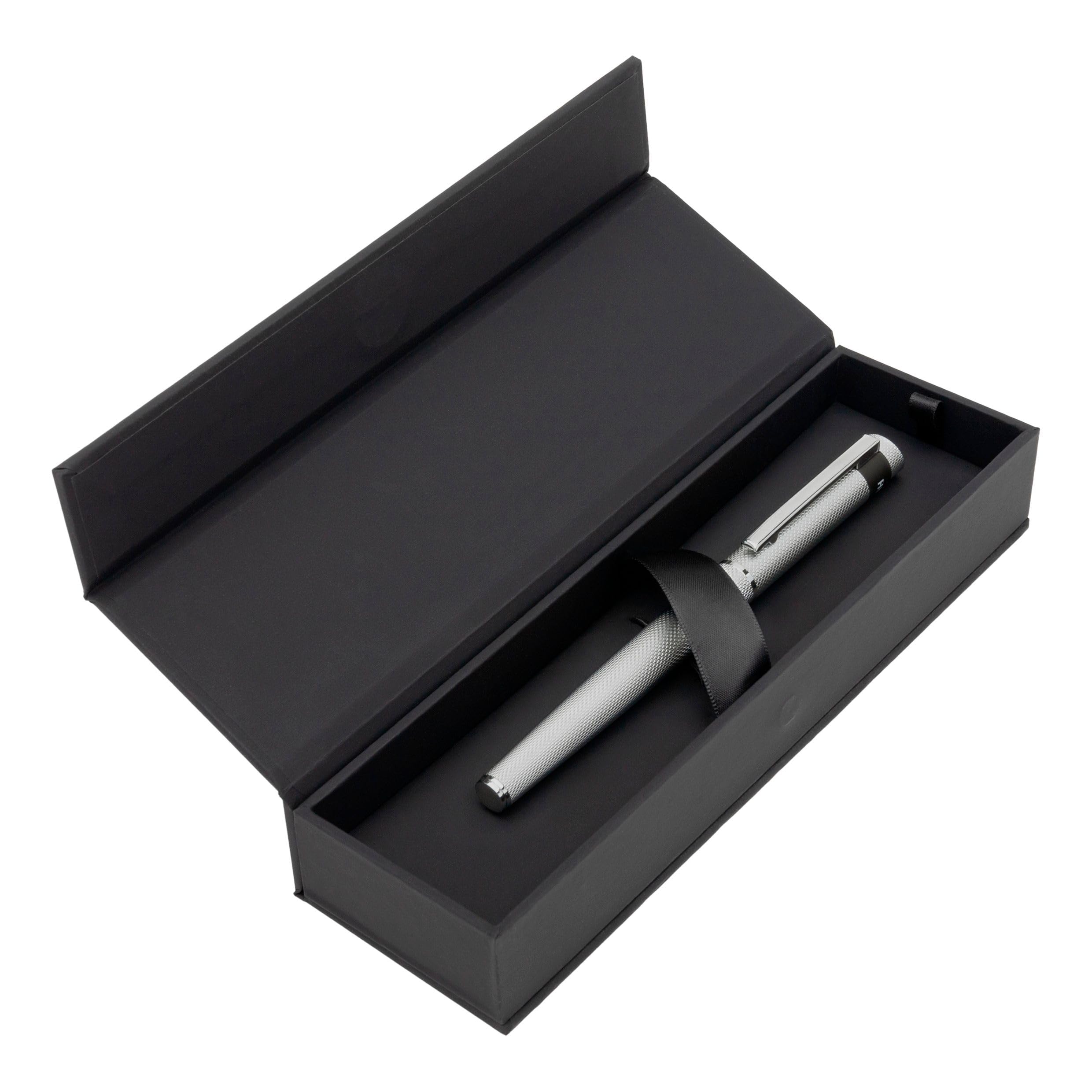 Hugo Boss Loop Diamond Füllfederhalter aus Messing in der Farbe Chrome, Länge: 14,7cm, Federstärke: M, HSW3672B