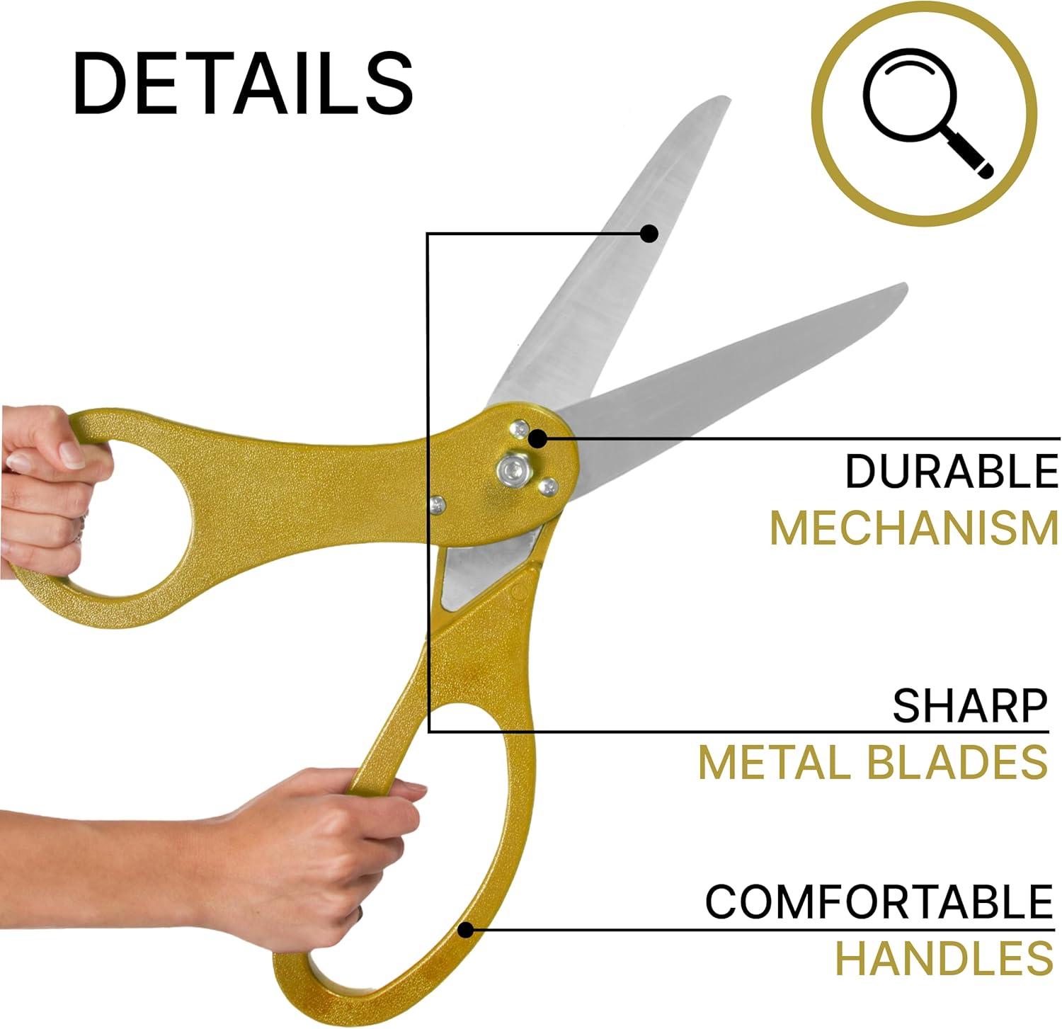 20 Inch Gold Ceremonial Ribbon Cutting Scissors – Giant Shears Prop Big Scissors for Tape Cutting Ceremony Gold Large Shears Ribbon Trimming for Special Events Inaugurations and Ceremonies