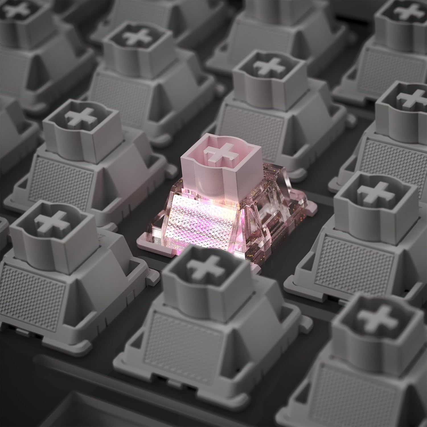 Zhouwnag Starlight Pink Magnetic Keyboard Switches, Linear Factory Pre-lubed Freely Setting Pre-TraveSwitches for Magnetic Gaming Keyboard（108PCS）