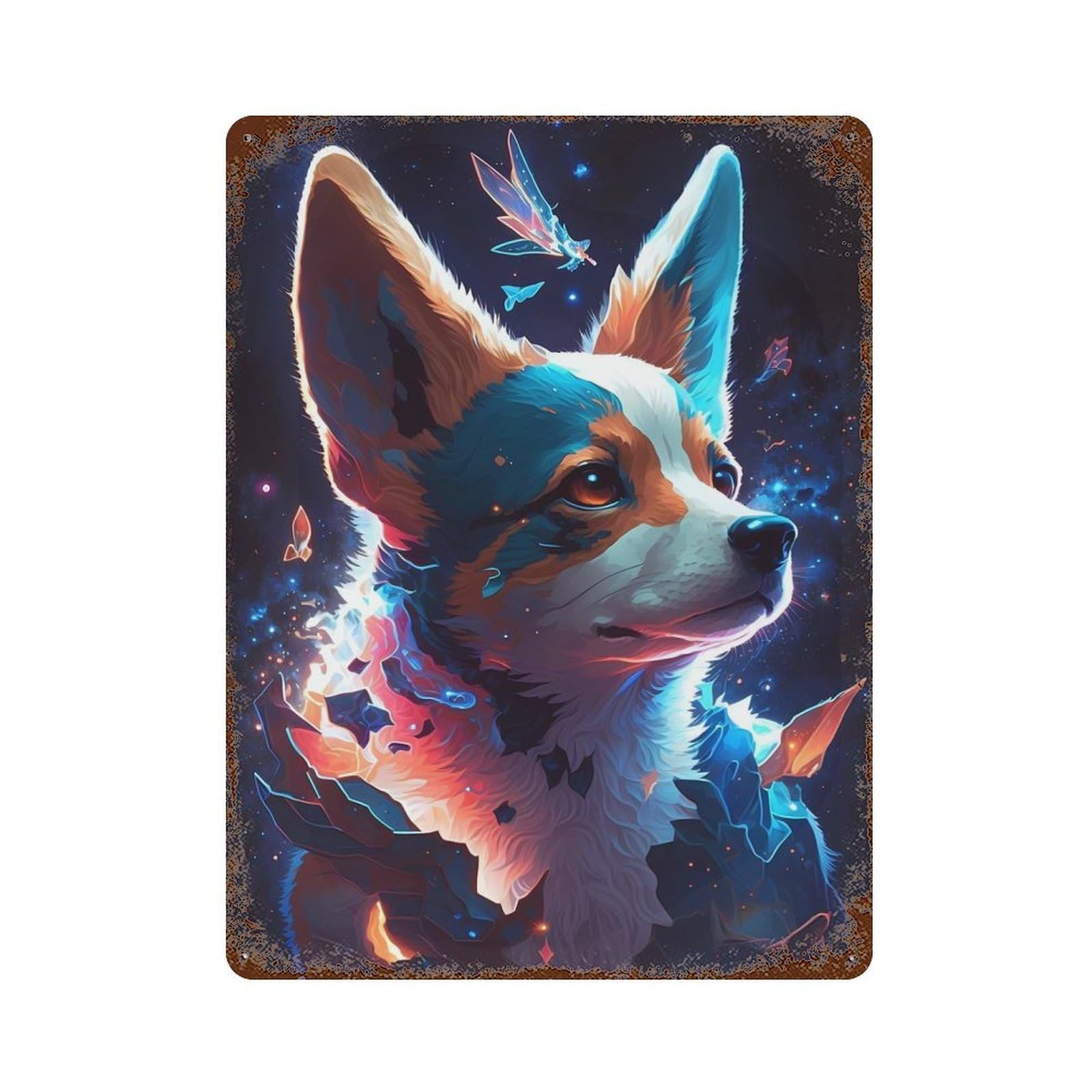 Garage Style Corgi Dog Rustic Tin Plaque 15.7"x11.8", Classic Wall Plaque for Bar And Workshop