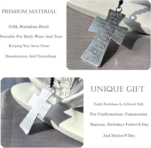 Vista 55 de Tiger Eye Cross Necklace for Men, Obsidian Necklace, Hematite Cross Pendant Lava Rock Rosary Healing Crystal Necklaces