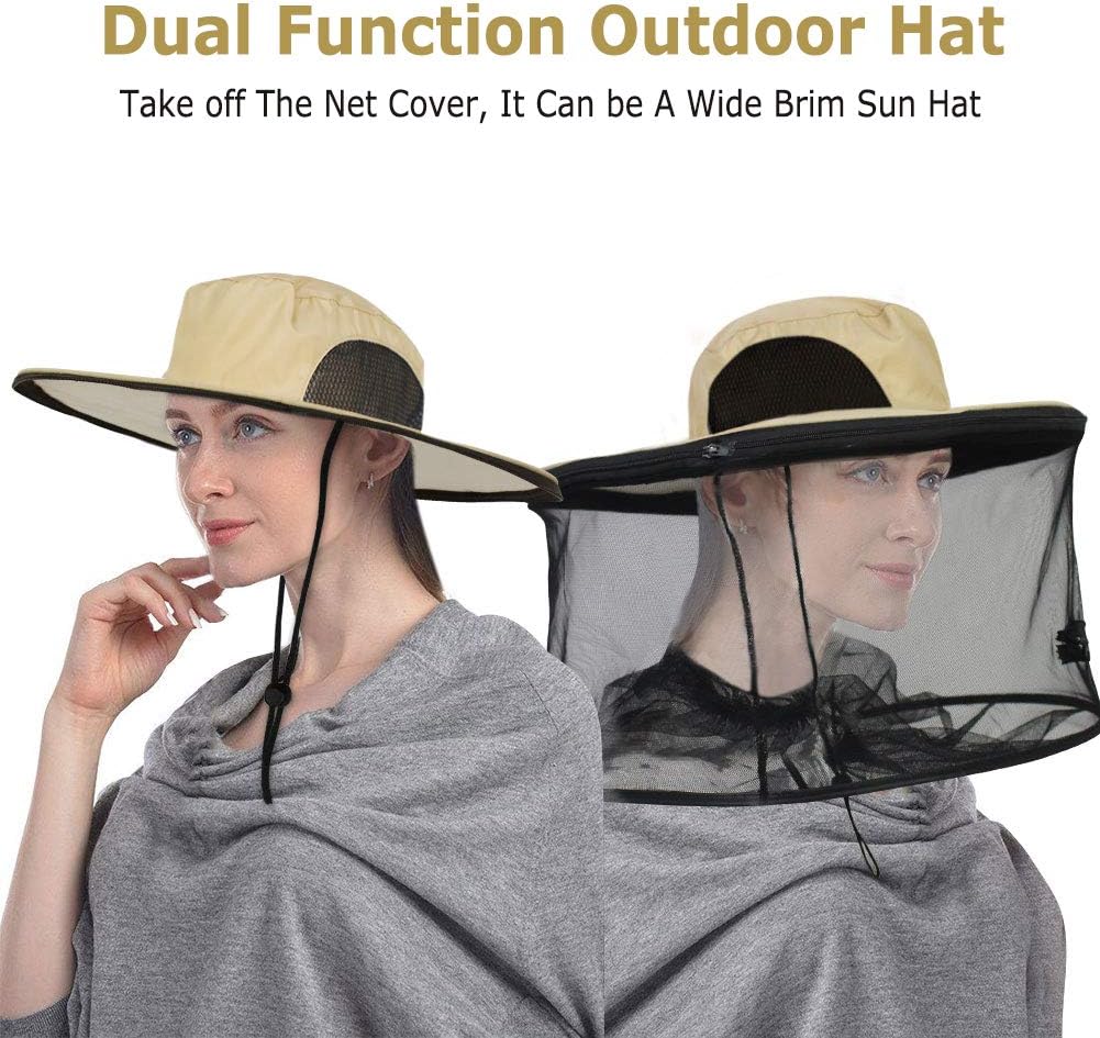 Mosquito Head Net Hat Sun Hats with Hidden Net Mesh Mask - Image 2