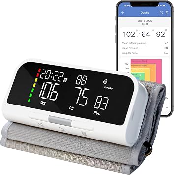 @AL21 Bluetooth Blood Pressure Monitor Upper Arm - Rechargeable Automatic BP Machine for Home Use, Accurate Digital Smart Wireless Kit with Large Cuff 8.7-16.5", App Data Sync, 2 Users