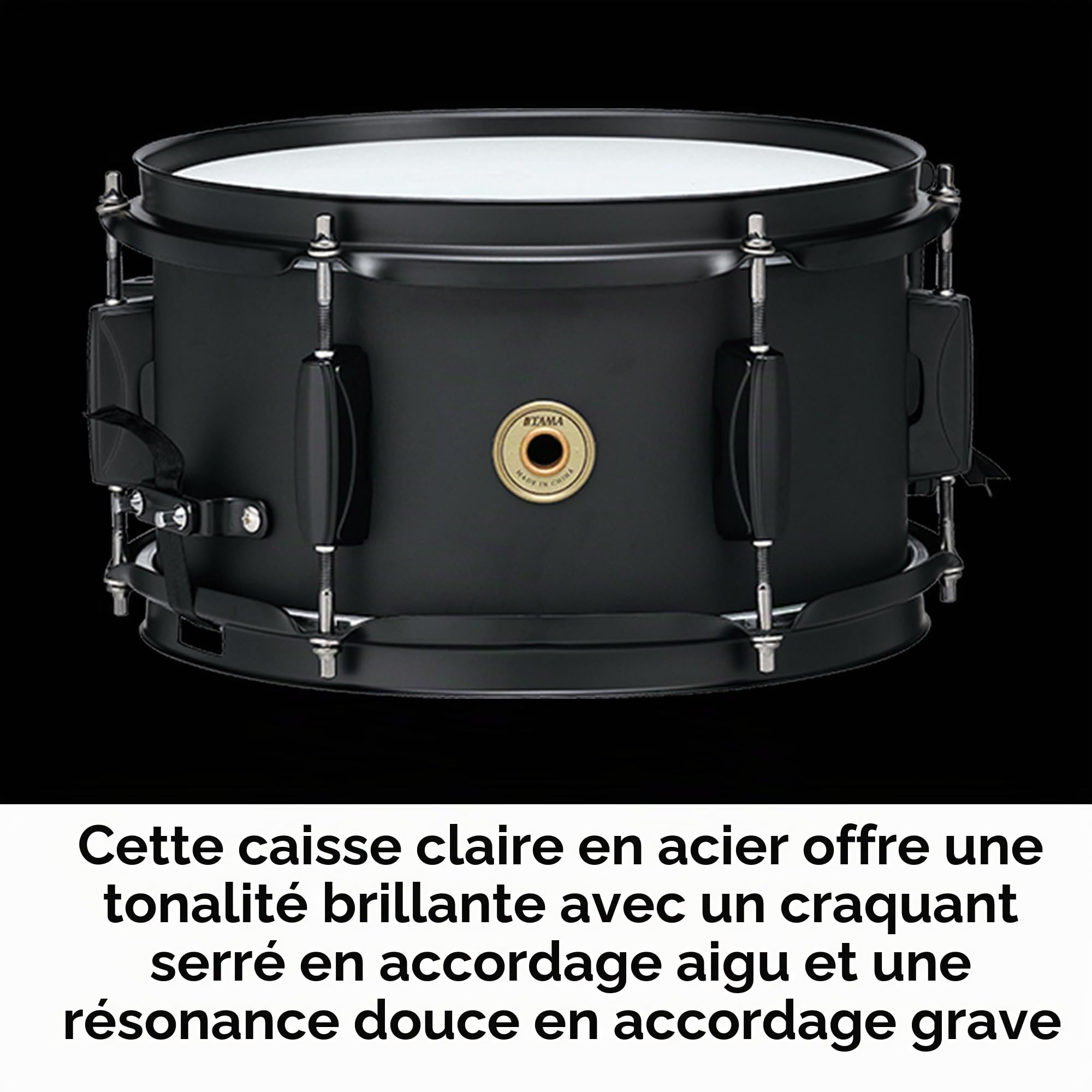 Tama BST1055MBK Metalworks Caisse claire en acier 5.5"x10", Noir mat