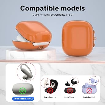 Valkit for Powerbeats Pro 2 Case Cover 2025 Soft TPU for Beats Powerbeats Pro 2 Case Clear Shockproof with Clear Kit & Keychain for Man Women(Transparent Orange)