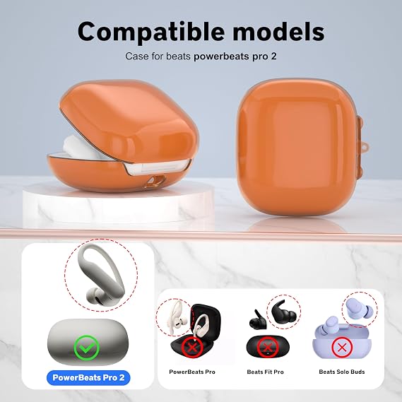 Valkit for Powerbeats Pro 2 Case Cover 2025 Soft TPU for Beats Powerbeats Pro 2 Case Clear Shockproof with Clear Kit & Keychain for Man Women(Transparent Orange)