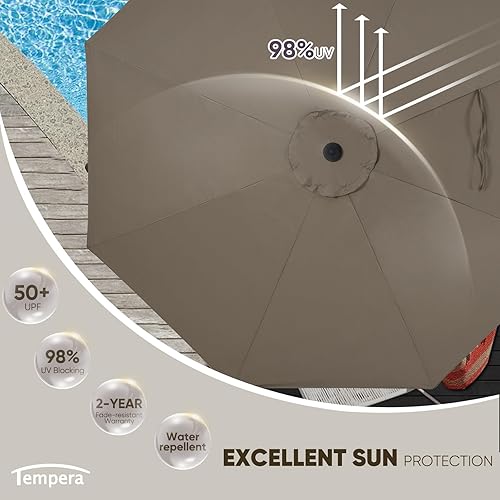 Miniatura 91 de Tempera Patio Market Outdoor Table Umbrella with Push Button Tilt and Crank,Large Sun Umbrella with Sturdy Pole&Fade resistant canopy,Easy to set