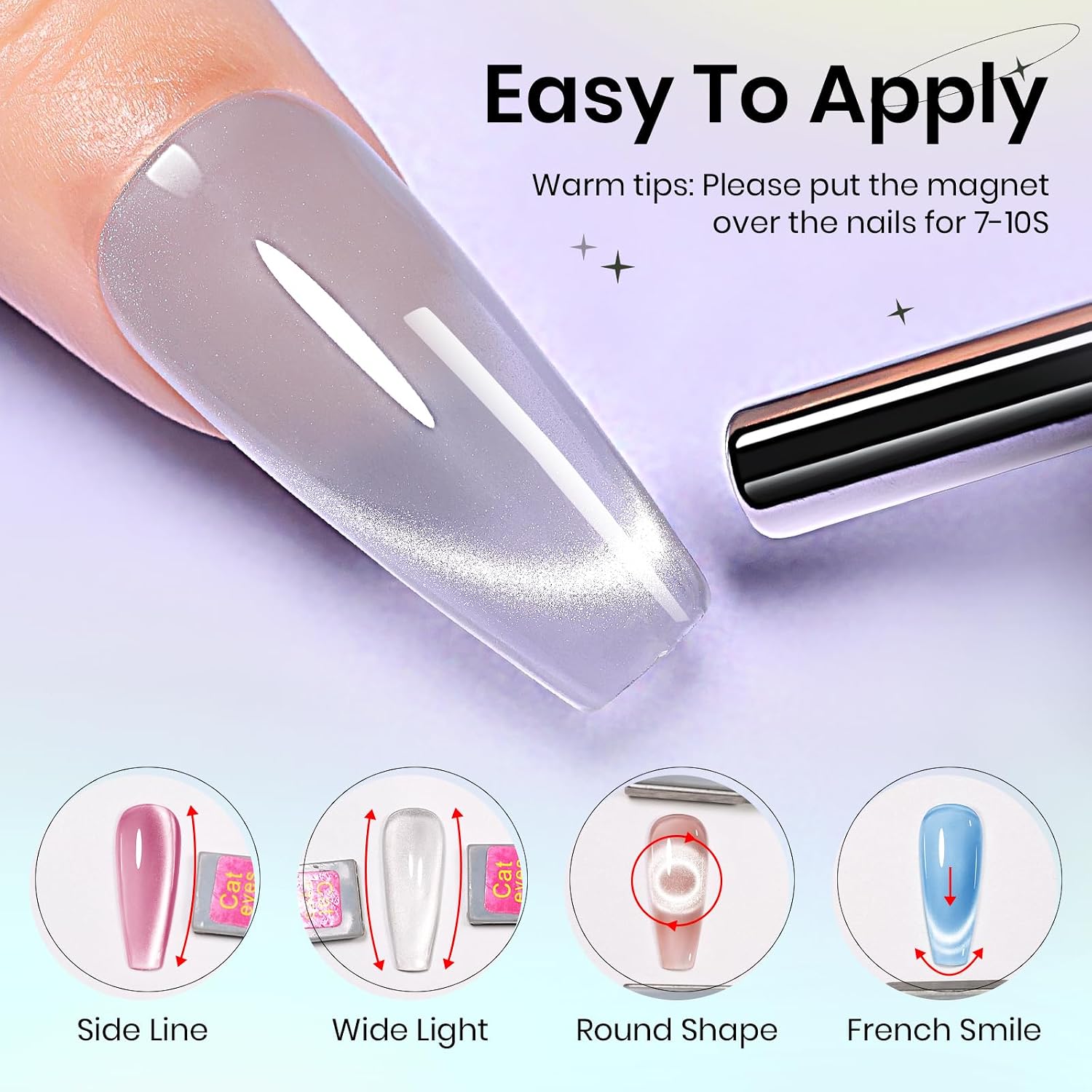Moonlight Cat Eye Gel Nail Polish and Chameleon Magnetic Nail Polish Cat Eye Gel 12 Colors Cateye Gels Polish with Magnetic Stick Galaxy Wide Cateye Effects for Home DIY Manicure