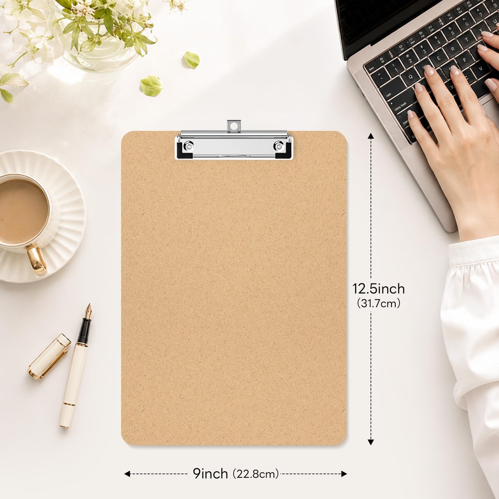Piasoenc Confezione da 25 tavolette portablocco da 21,6 x 28 cm, per classe, formato A4, 22,9 x 31,8 cm, con clip a basso profilo, tavolette portablocco in legno riciclato