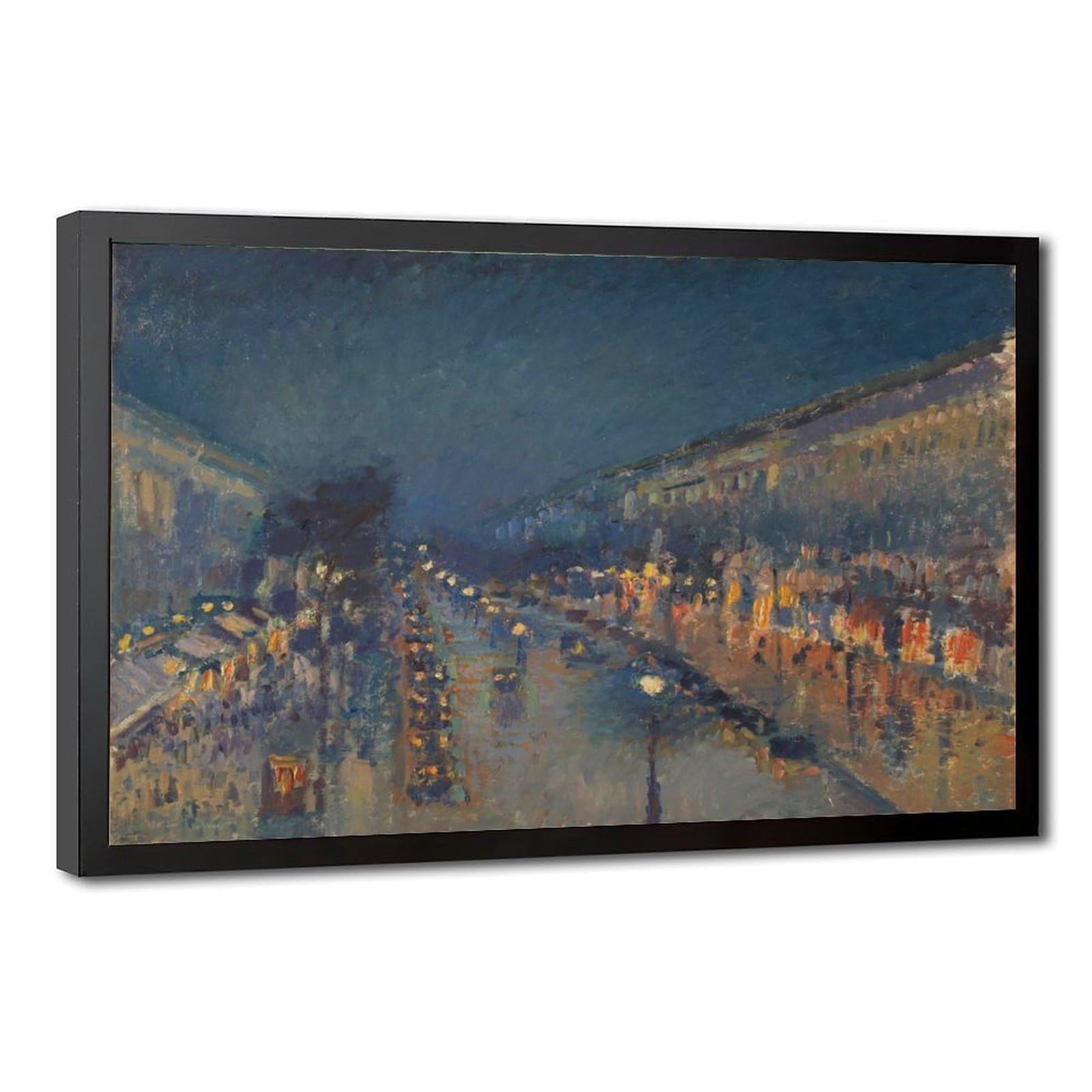 WCYB Camille Pissarro The Boulevard Montmartre at Night Posters Prints Canvas Deco Paintings Wall Art Hangable Frame 24" L X 36" W