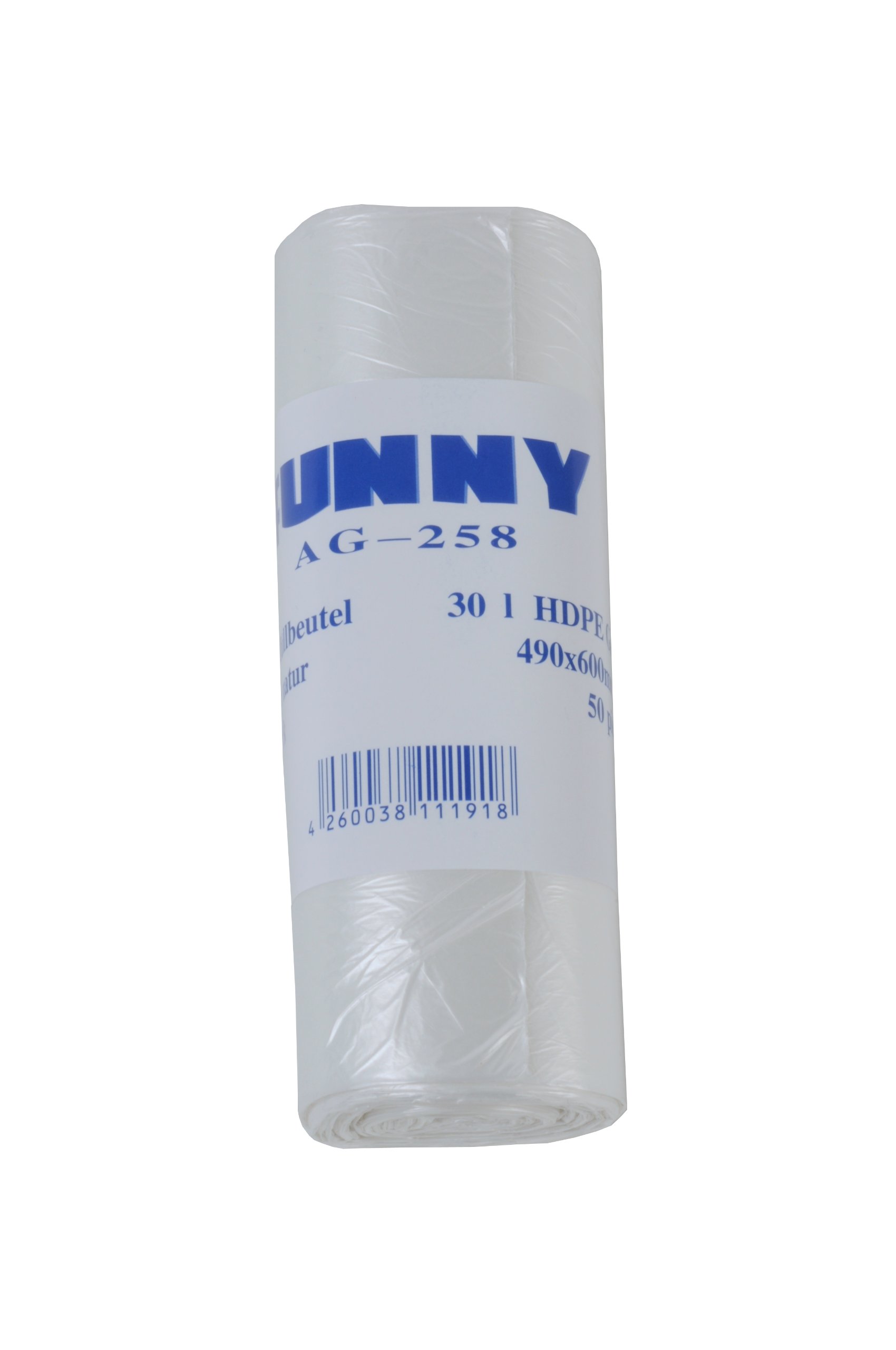 Funny - Bolsas de basura de polietileno de alta densidad (PEAD, alrededor de 30 l de capacidad, 490 x 600 mm, 40 rollos de 50 unidades), color transparente