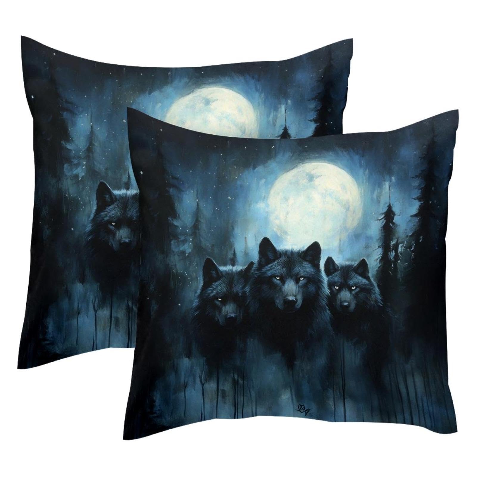 Fundas de cojín de lobos en terciopelo suave de 50x50 cm para decoración