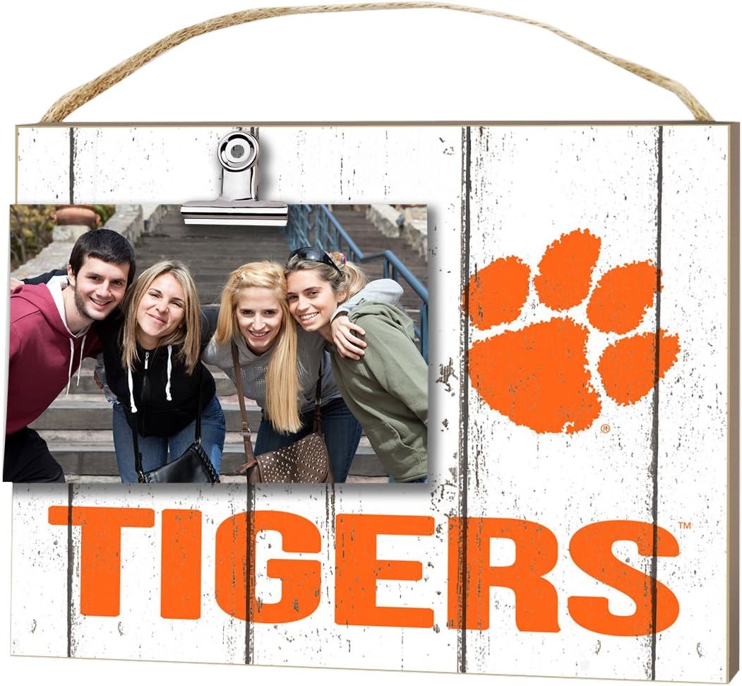 KH Sports Fan 10" x 8" Clemson Tigers Clip It Weathered Logo Collage Photo Frame
