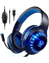 Pacrate Gaming Headset for PS4/PS5/Xbox/Nintendo Switch/PC, PS5 Headset Xbox Headset with Mic, Noise Canceling Gaming Headphones for Kids Adults, Blue