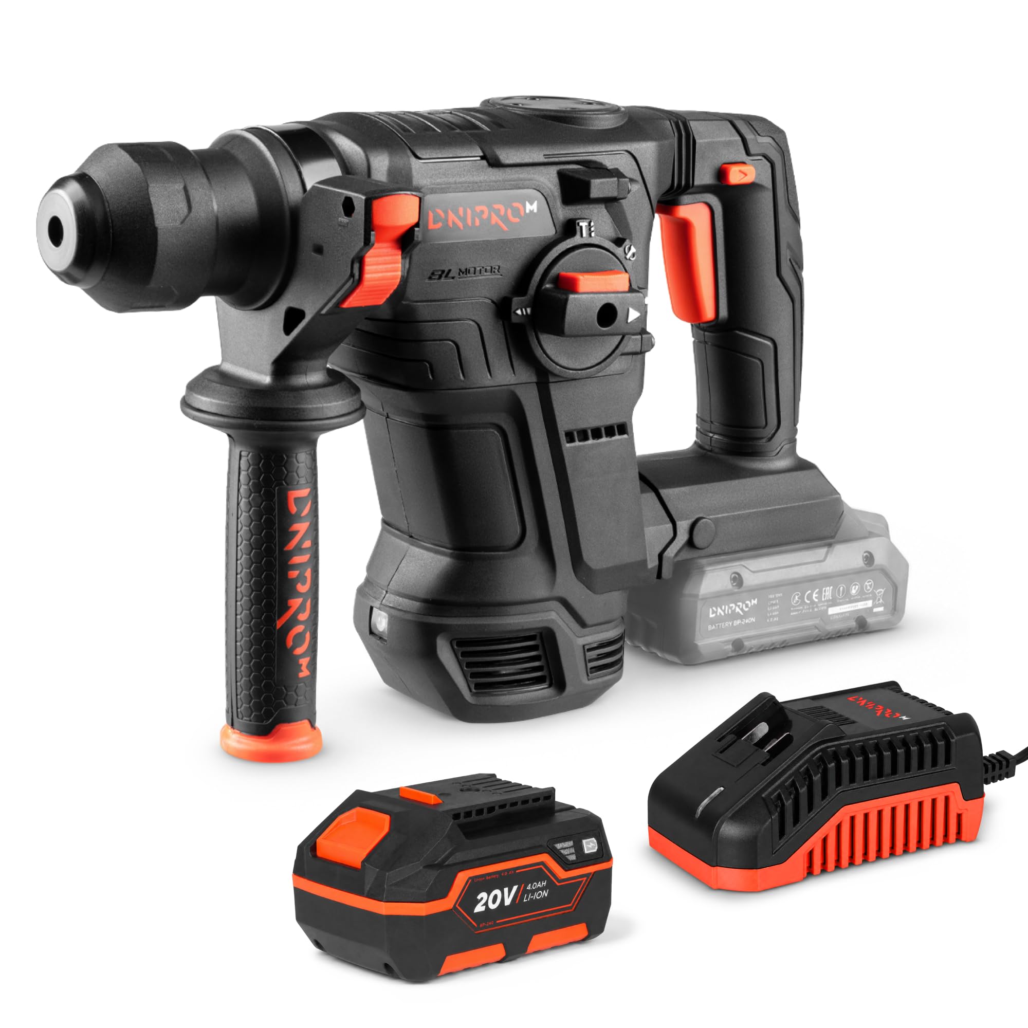 Martillo Perforador SDS Plus 20V Brushless con Batería 4Ah y Cargador, 4J, Ø26 mm Hormigón Armado, Antivibración, Protección Antirretroceso, DHR-203 BCX