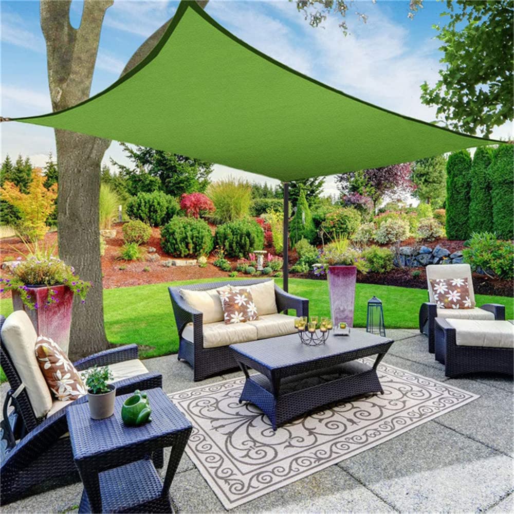 Tenda da sole rettangolare impermeabile con blocco UV resistente tessuto Oxford, utilizzata per feste all'aperto in giardino, terrazza, con corda (4 x 4 m, bianco sporco)