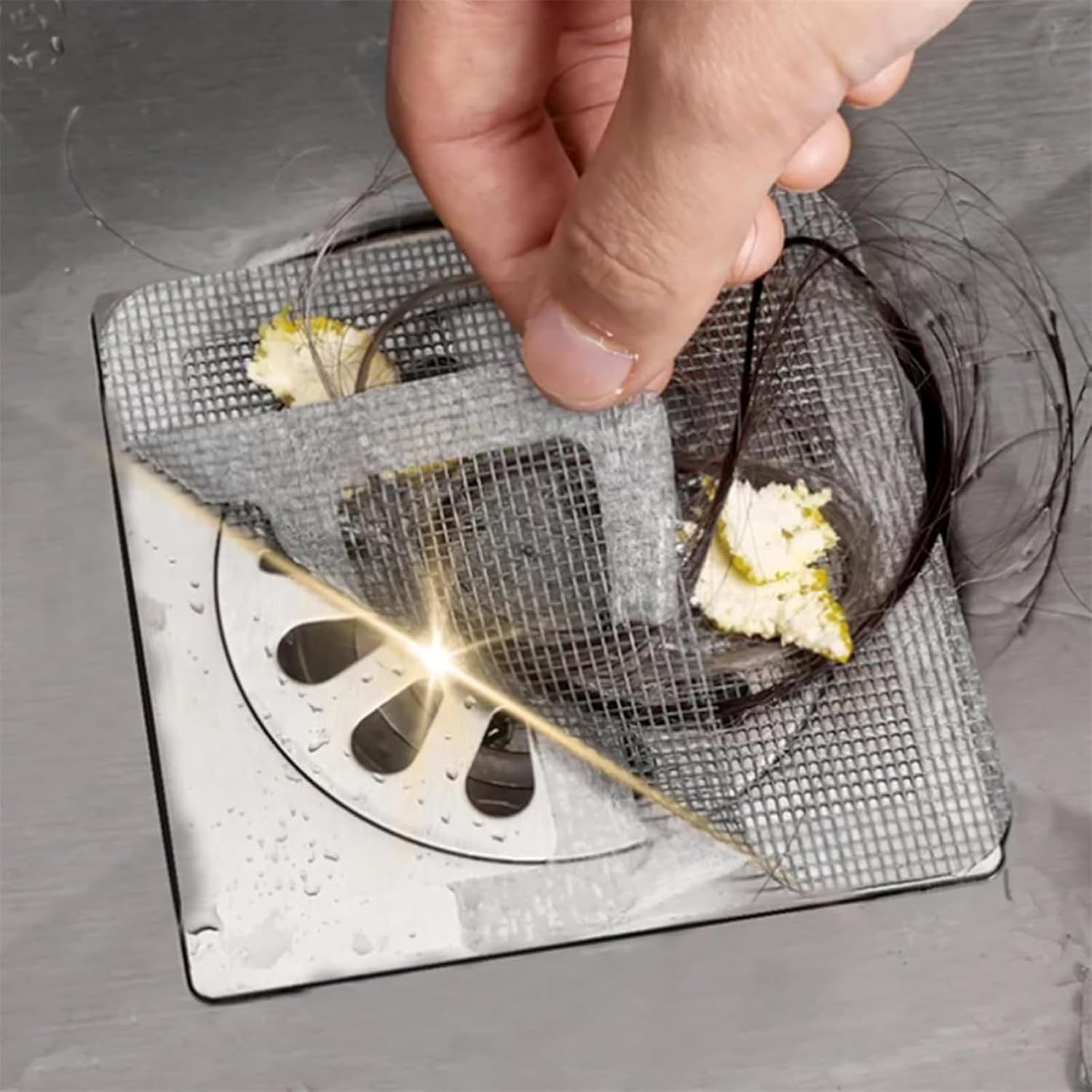 Adhesivo desechable para recoger el pelo, calcomanías de malla de drenaje de ducha, adhesivo de filtro de drenaje de suelo, cubiertas de drenaje desechables, calcomanías de drenaje de suelo para baño