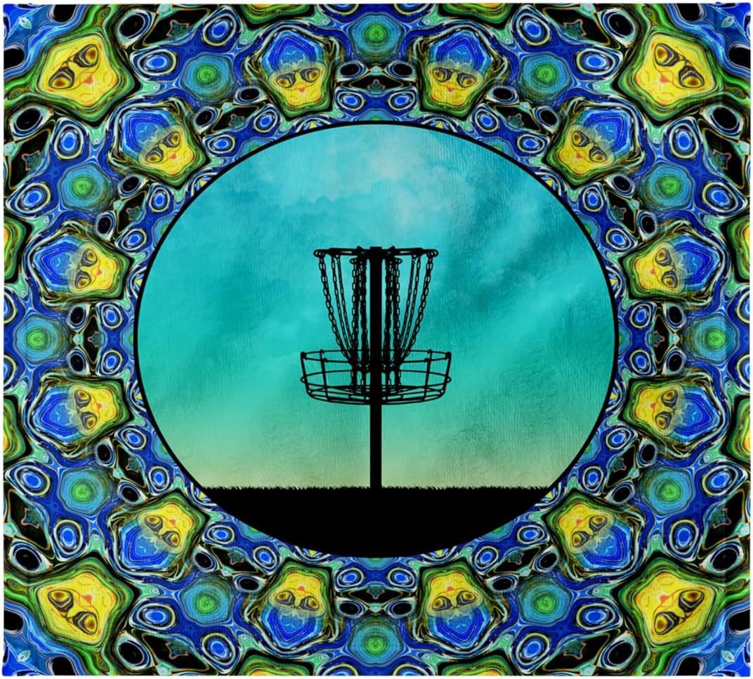 3dRose Disc Golf Abstract Basket - Blue and Green disc Golf Graphic Design 22x30 Bath Hand Pool Towel