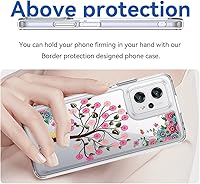 Vista 5 de Funda para Redmi Note 11T ProNote 11T Pro+Poco X4 GT con protector de pantalla de vidrio templado, funda transparente floral a prueba de golpes dura