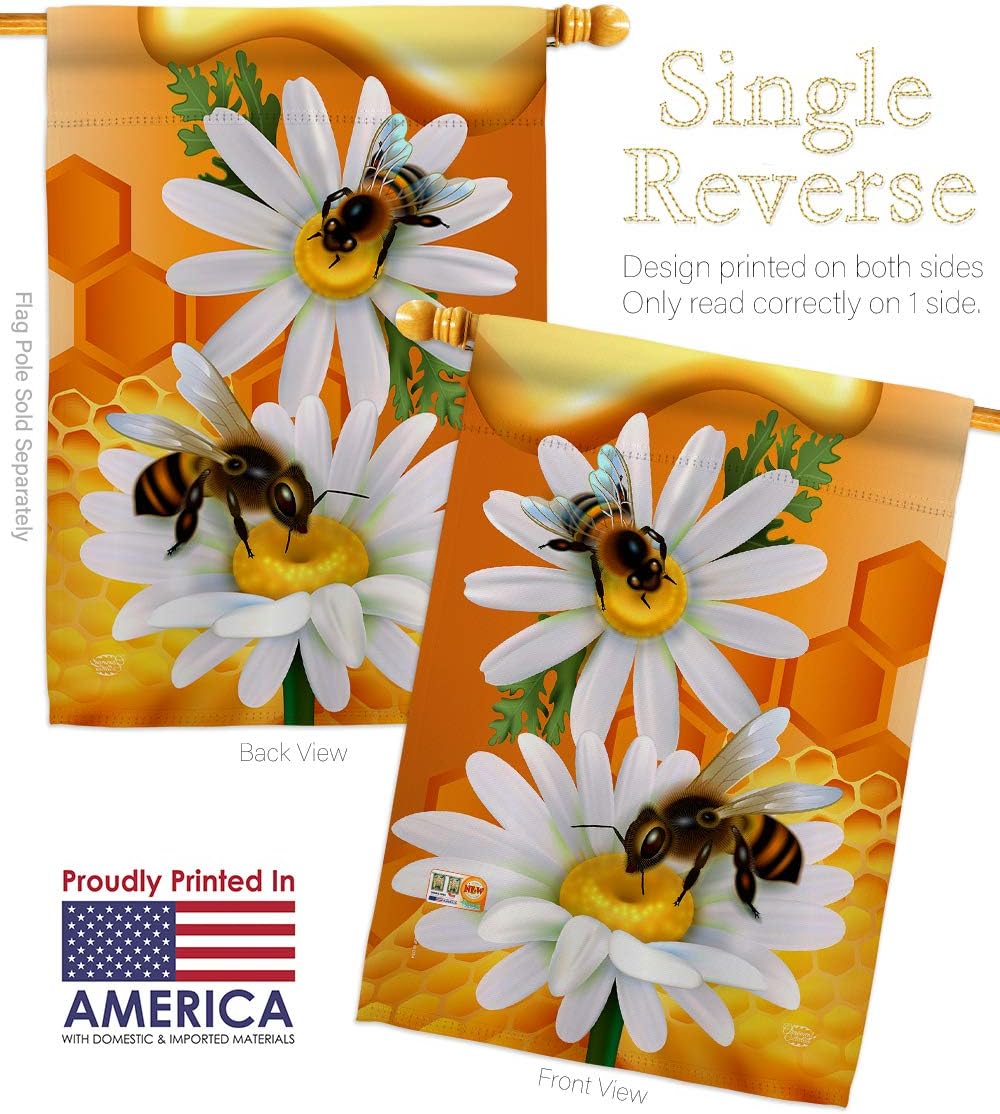 Sweet Honey House Flag Garden Friends Butterfly Ladybugs Dragonfly Bee Springtime Insect Natural Wildlife Small Decorative Gift Yard Banner Made In USA 28 X 40