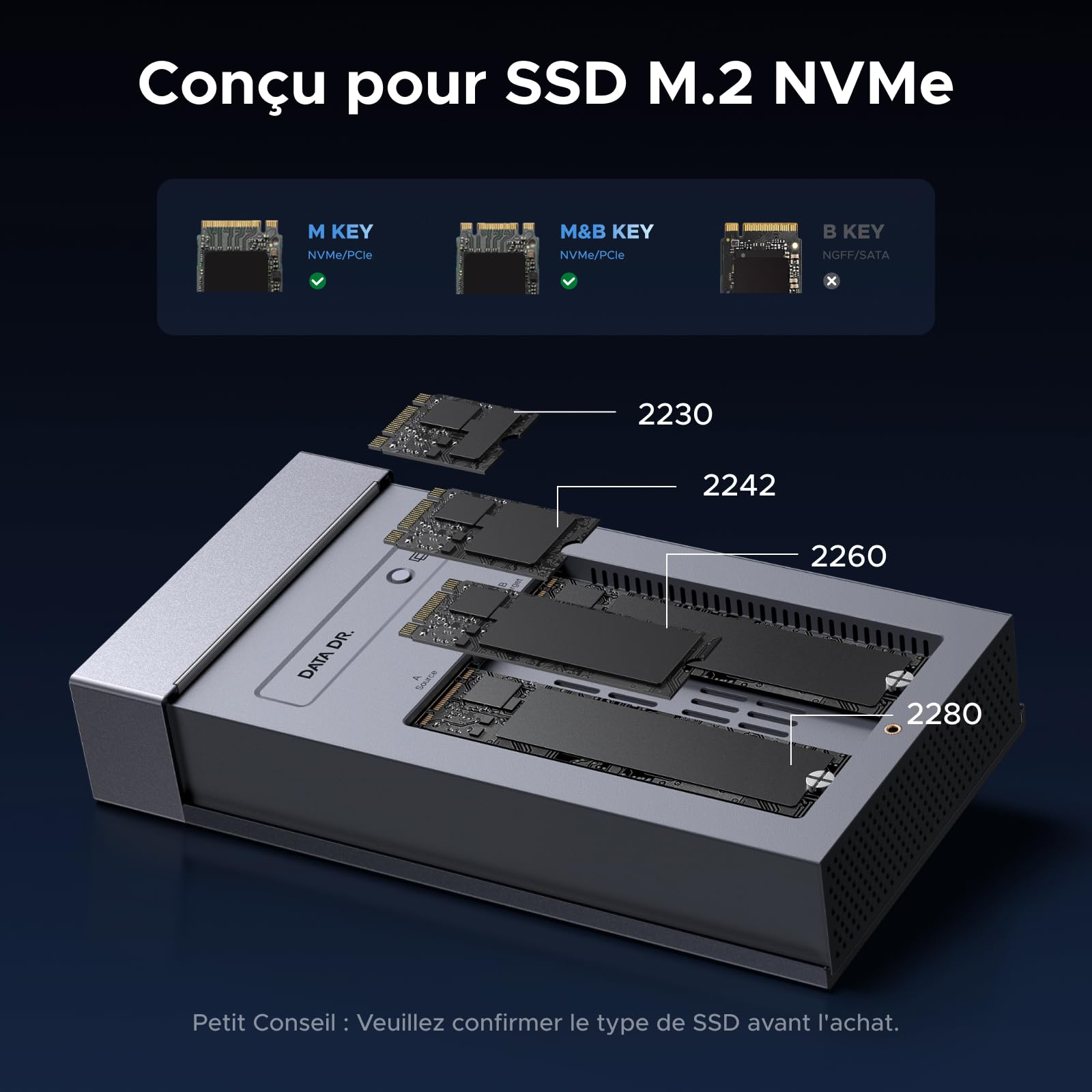UGREEN Station Double Baie M.2 NVMe USB4 40Gbps, avec Ventilateur de Refroidissement, Compatible Thunderbolt 5/4/3, Raid et clonage Hors Ligne pour disques durs.