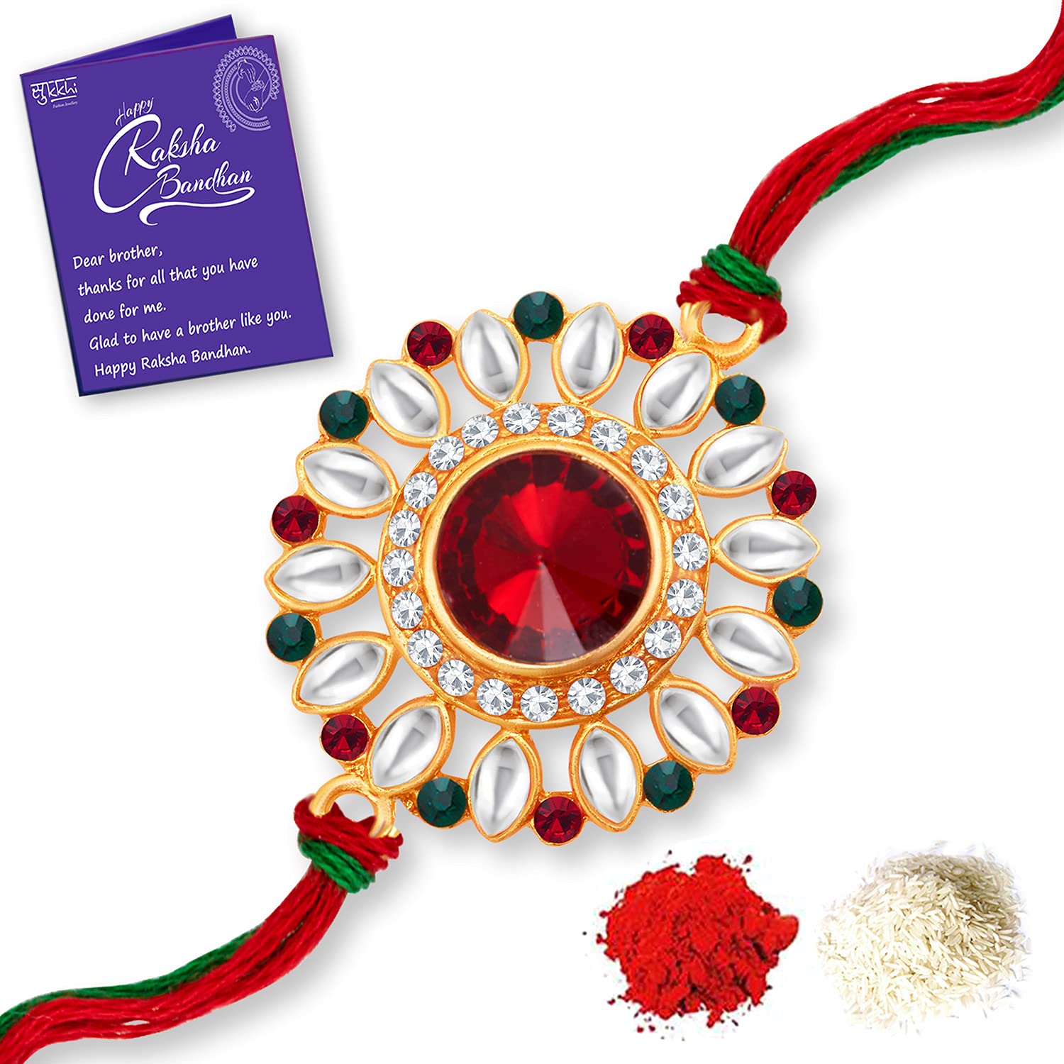 See full amazon price history chart for Sukkhi Rakhi Summer-Ready Kundan Designer Gold Plated Premium Rakhi for Brother With Roli Chawal & Greeting Card | Rakhi for Bhaiya | Rakhi for MEN | Kundan Rakhi | (RAK100030) Sukkhi Rakhi Summer-Ready Kundan Designer Gold Plated Premium Rakhi for Brother With Roli Chawal & Greeting Card | Rakhi for Bhaiya | Rakhi for MEN | Kundan Rakhi | (RAK100030) (B094144T7L) Amazon Price History, Amazon Price Tracker