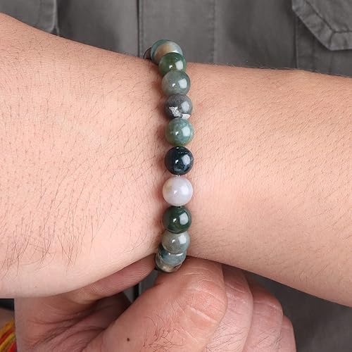 Miniatura 4 de GEMHUB Pulseras de chakras naturales con cuentas de roca Yinyang de 0.315 in con piedras preciosas naturales elásticas para yoga