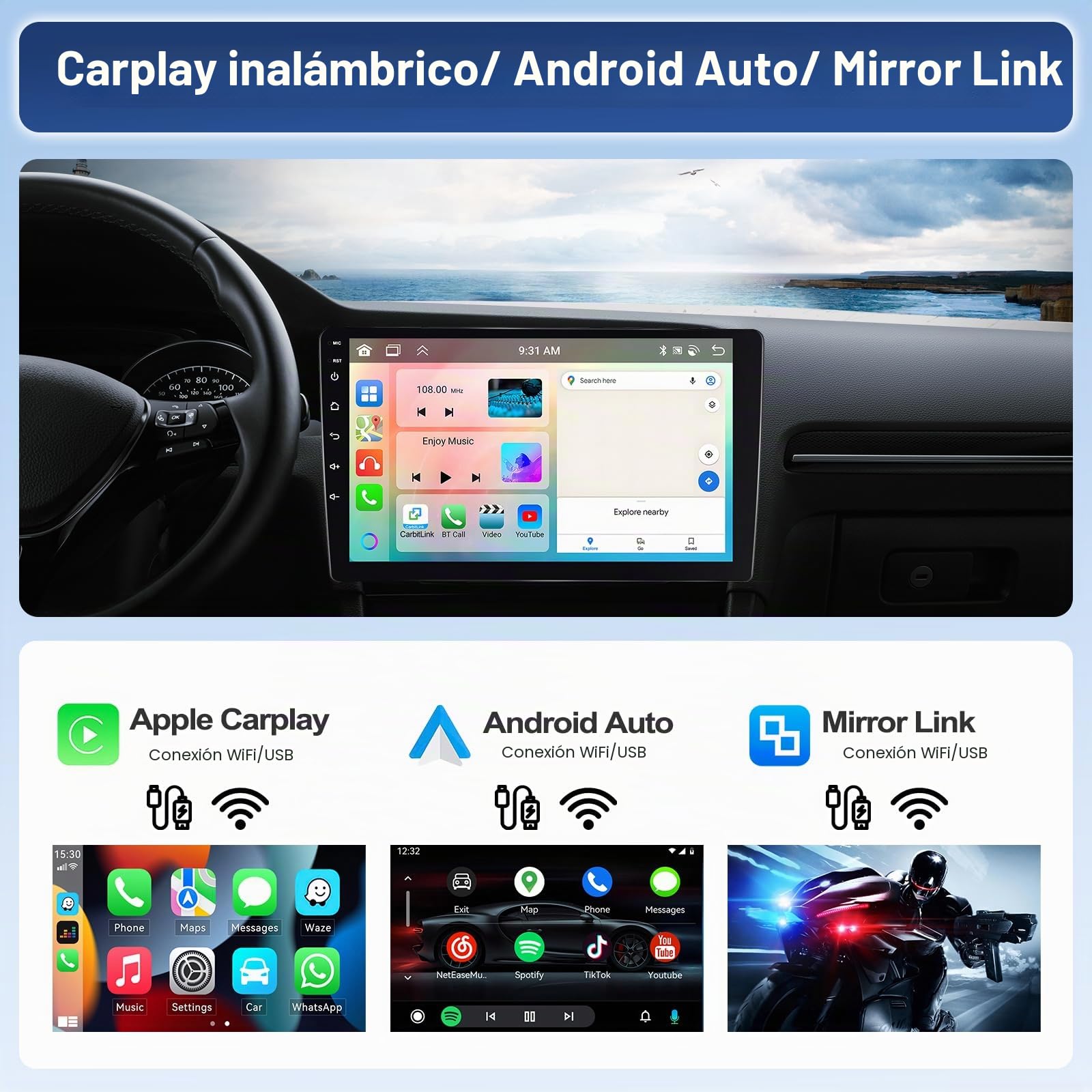 SIXWIN 8 Core 4+64G Android 15 Radio de Coche para BMW X3 E83 (2004-2012) Integrado CarPlay Android Auto DSP GPS, 9” IPS 2.5D Touch Screen,1280 * 720,con WiFi BT USB FM RDS Mirror Link