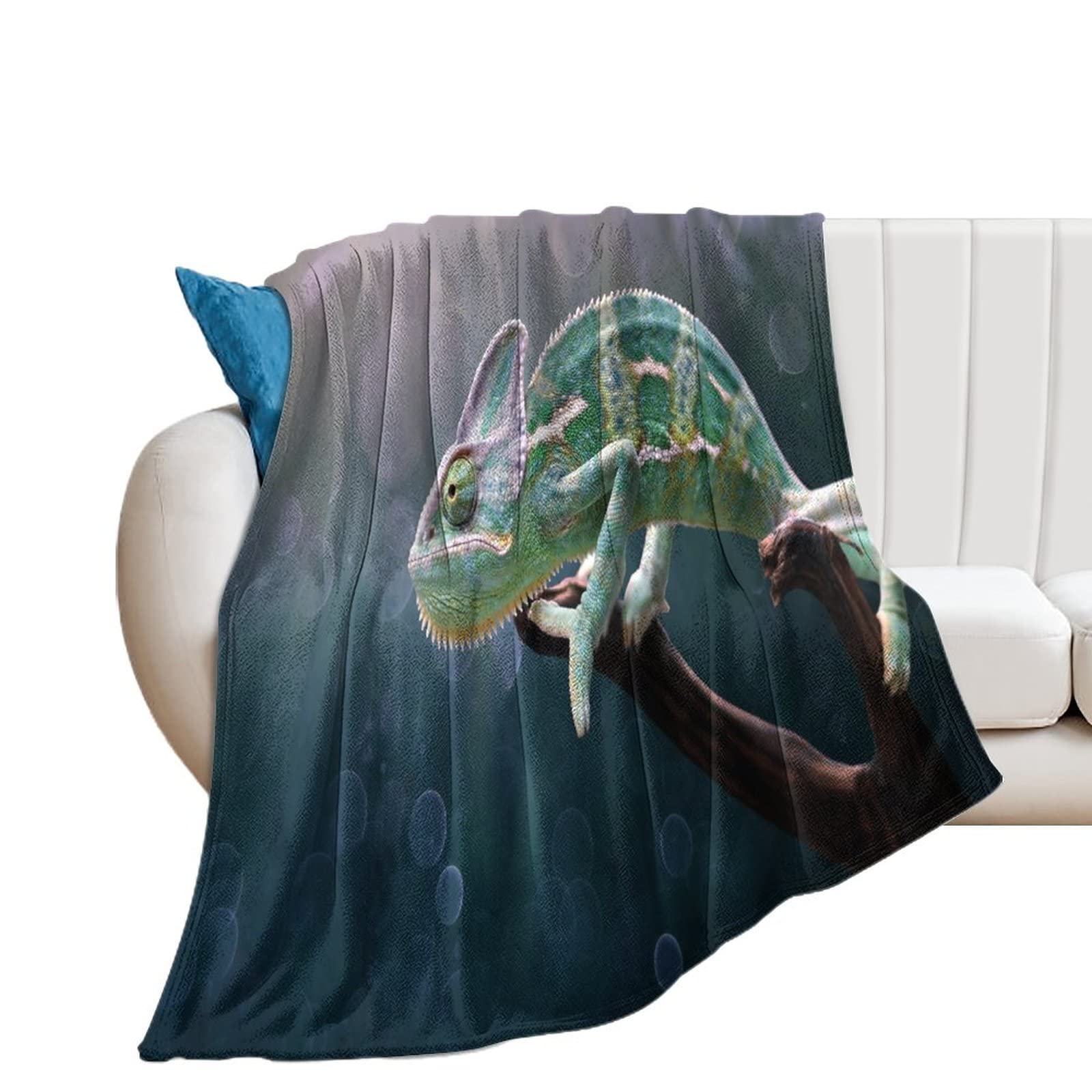 Couverture en peluche caméléon mignon, un plaid de voyage doux pour réchauffer vos nuits