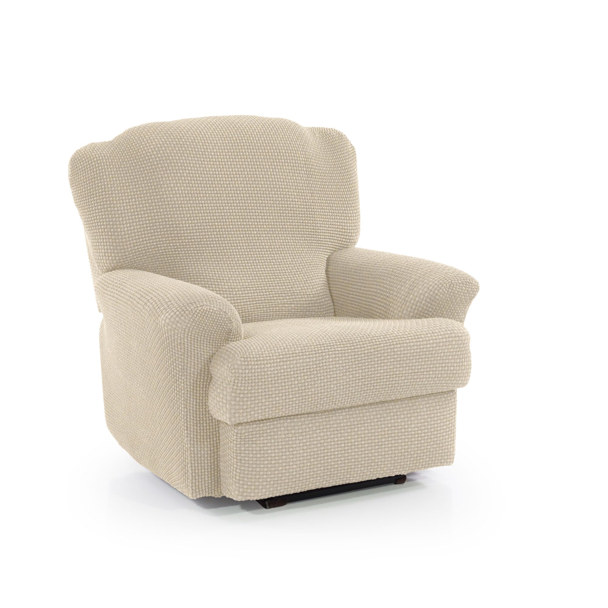 FAVERTI Funda de Sillón Relax Una Plaza - Funda Súper Elástica Sillón Reclinable Pies Separados - Protector de Calidad Tacto algodón. Súper Ajustable, Funda Sillón Relax Universal Color Beige